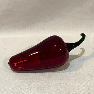 Hand Blown Art Glass Red Hot Chili Pepper Paperweight Sculpture Figurine
